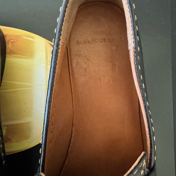 Laurence Bras Black Leather Studded Tassel Loafers 37 - Picture 6 of 8